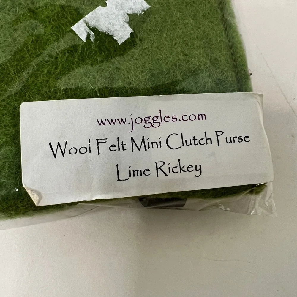 Joggles Wool Felt Mini Clutch Purse Lime Rickey NWT 3.5 x 4